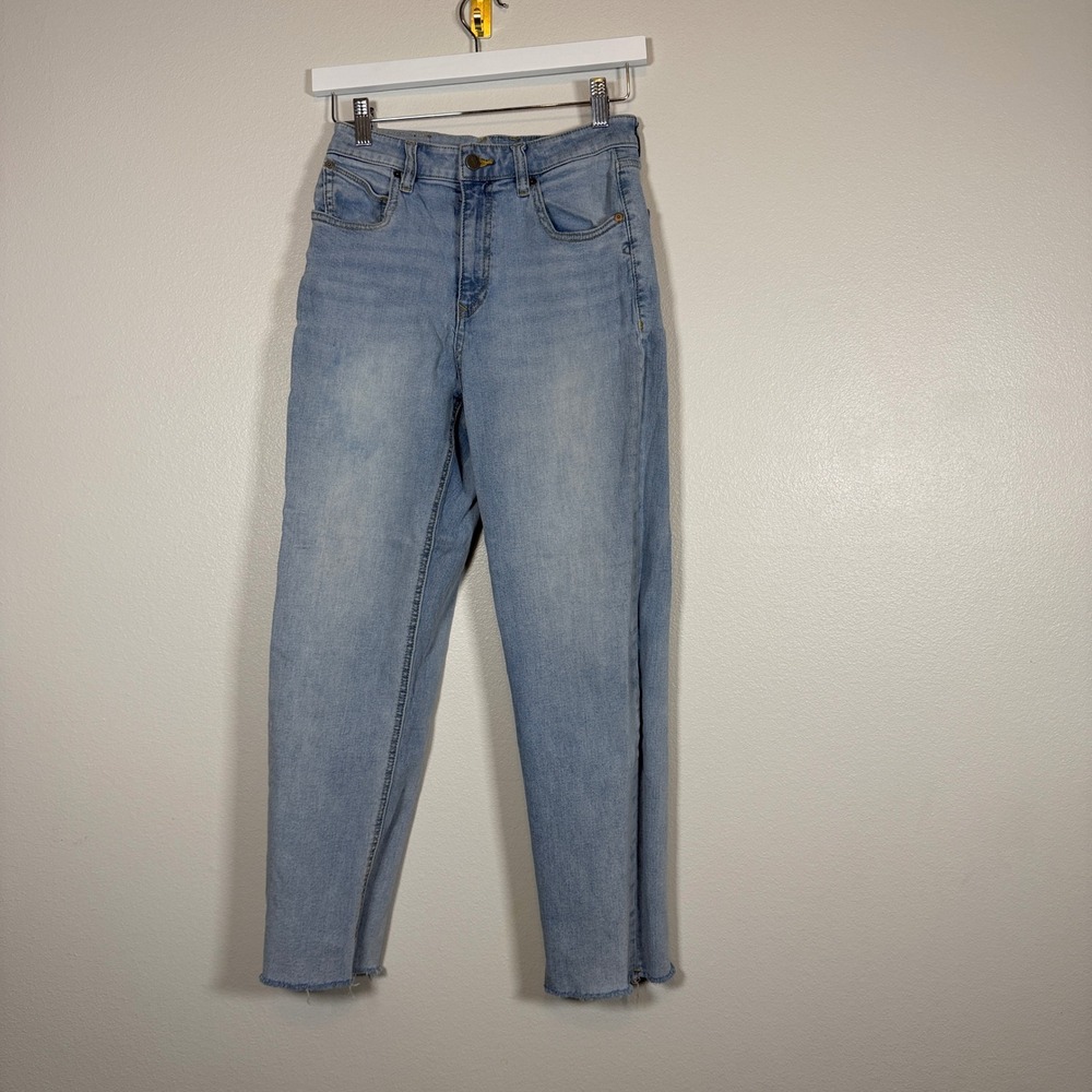Volcom Womens High Waisted Straight Leg Light Wash Raw Hem Denim Jeans Blue sz26